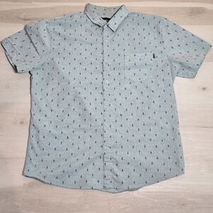 Molokai Surf Co Short Sleeve Button Shirt Mens XL Soft Green All-over Cactus